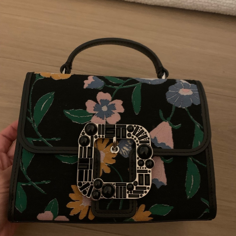 Kate Spade Black and Green Mini Bag with Floral Design